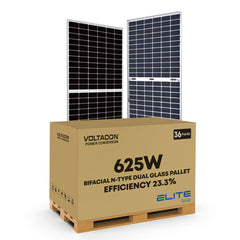 Panou Solar Elite 625 Wați Bifacial N-Type Sticlă Dublă Palet de 36
