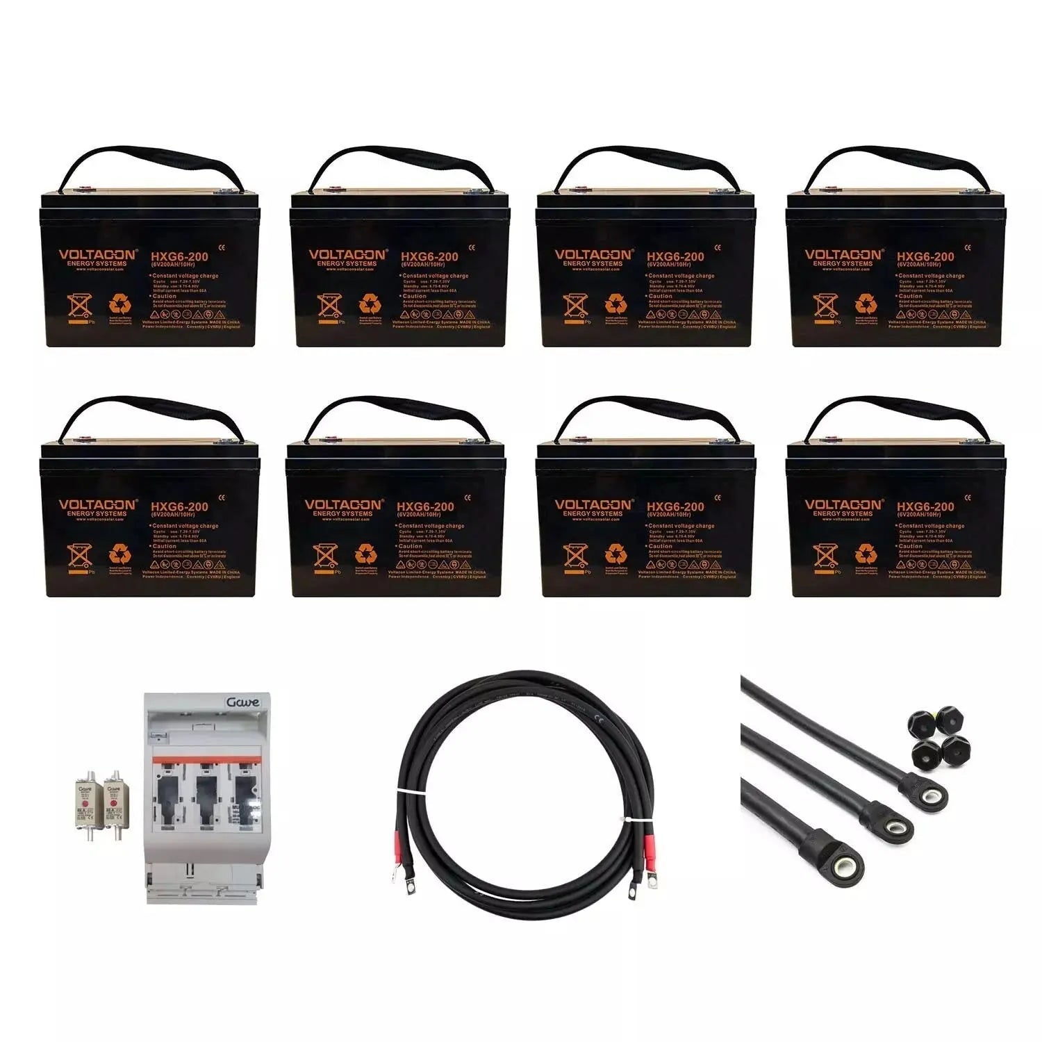 8x GEL Heavy Duty 6V 200Ah Battery Solar Wind Off-Grid Storage 48V/24V Inverter Voltacon