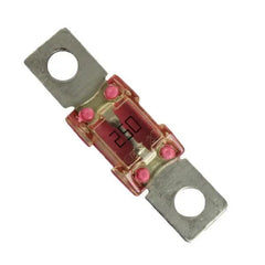 Victron MEGA-fuse 250A/58V rated electrical fuse with metal terminals and pink protective caps.