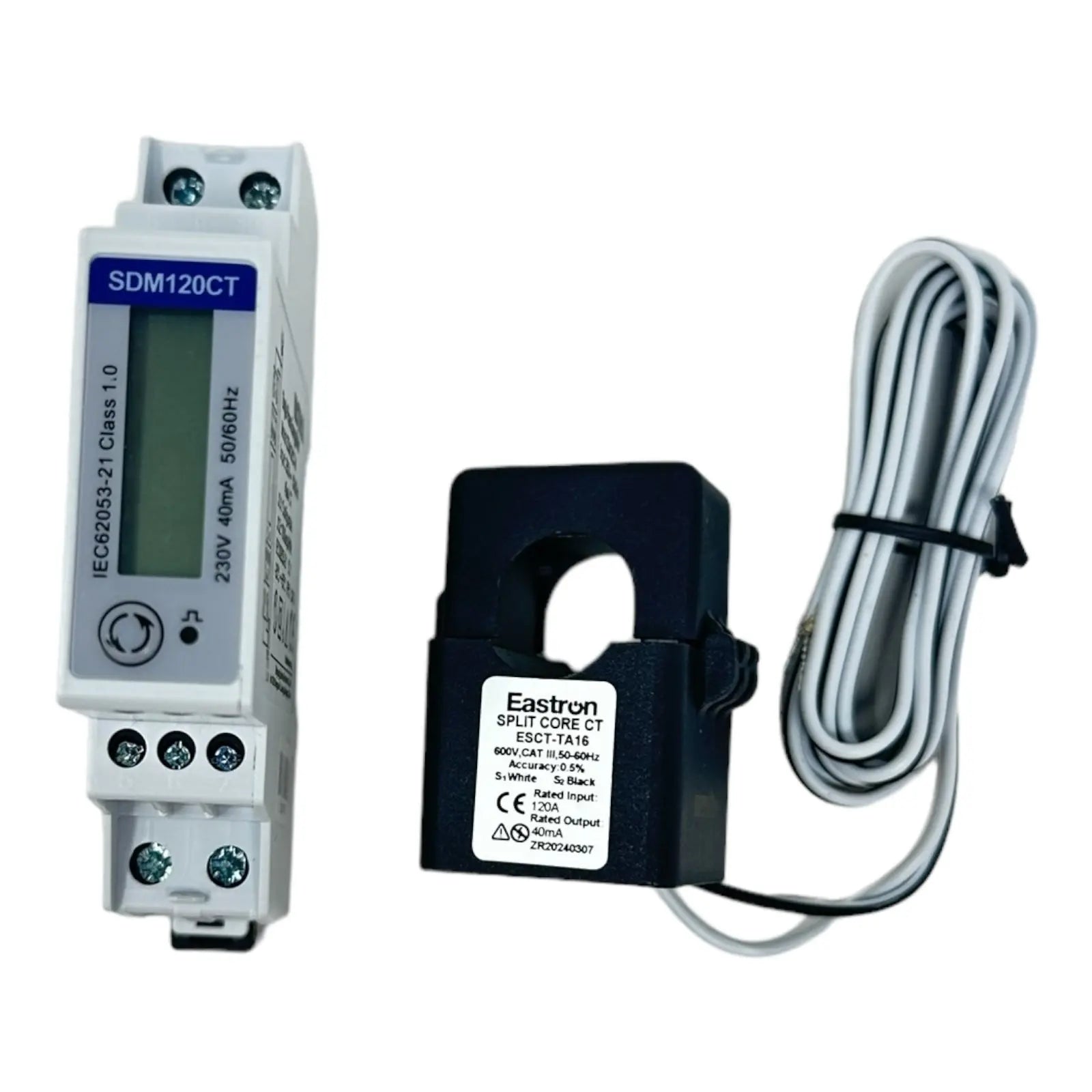 Single-phase Multifunction Din Rail Meter - SDM120CTM /40mA Modbus with CT-40mA Eastron