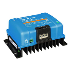 Victron Orion-Tr Smart 12/12-30A non-isolated DC-DC charger, blue unit with black cooling fins and terminal connectors