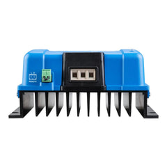Victron Orion-Tr Smart DC-DC charger: blue casing with black cooling fins, terminal blocks, remote control port, and