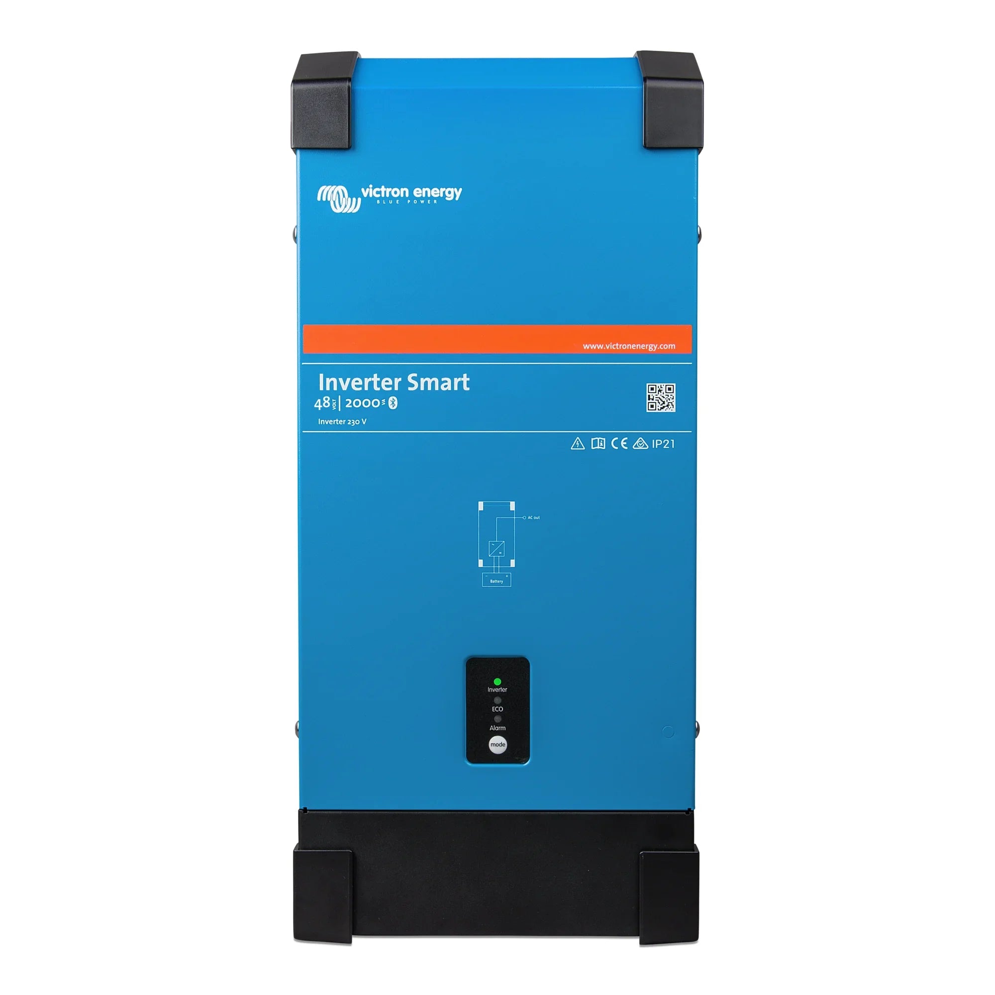 Victron Energy Inverter Smart 48/2000/0 power inverter, 230V model, blue casing with black corners and control panel.