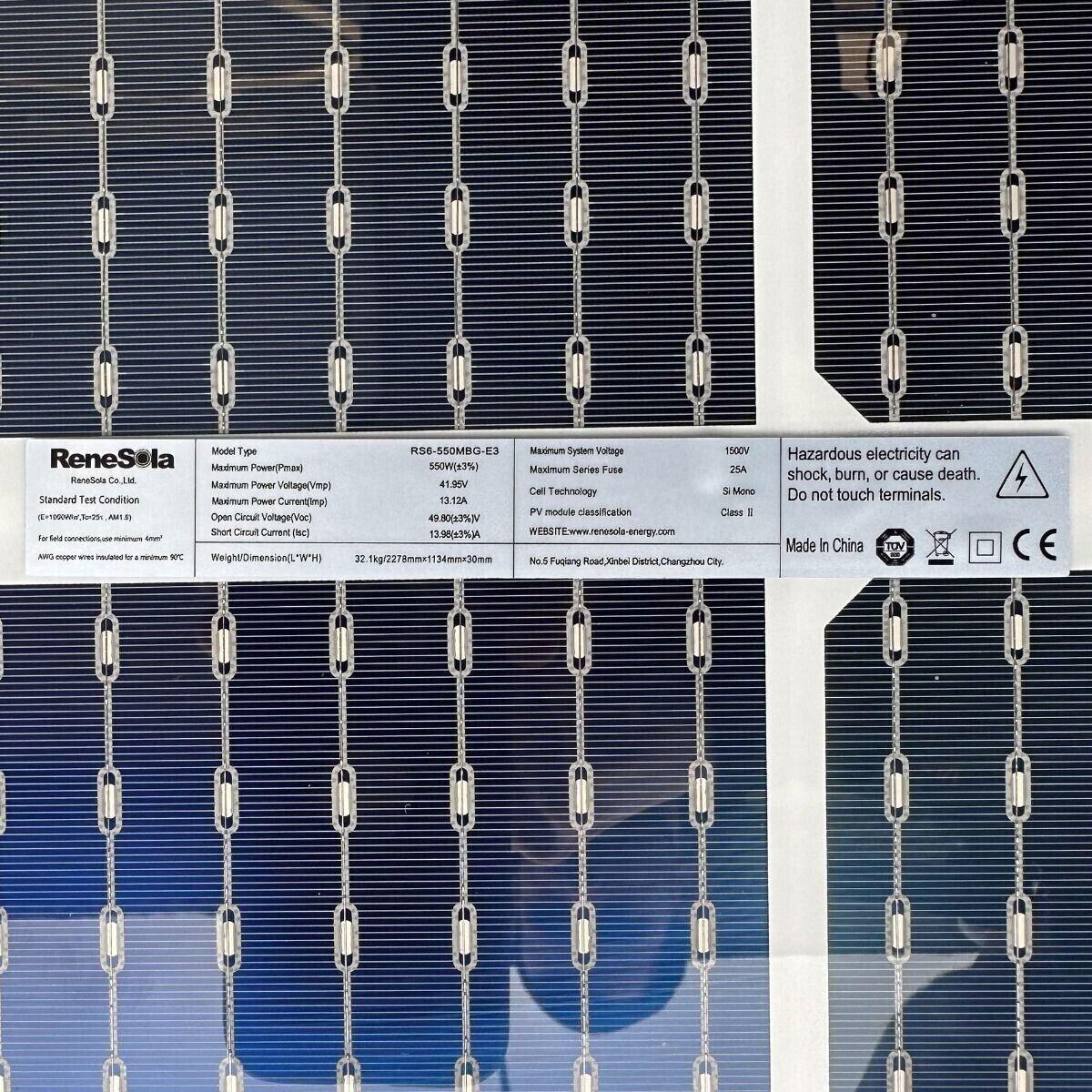 Renesola Bifacial Double Sided 550W (Max 665W) Pallet of 36 - VoltaconSolar