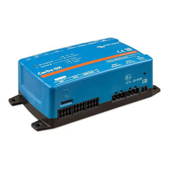 Victron Cerbo GX MK2 blue monitoring device with black connector terminals mounted on base plate.