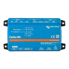 Victron Cerbo GX MK2 blue battery management device with connection ports, relay outputs, and status indicator lights