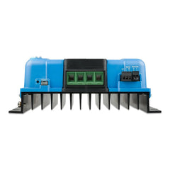 Victron SmartSolar MPPT 250/60-Tr charge controller, blue casing with black control panel, green terminal blocks and relay