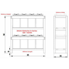 14kWh Energy Storage with Voltacon GEL Batteries 48V On Racks - VoltaconSolar