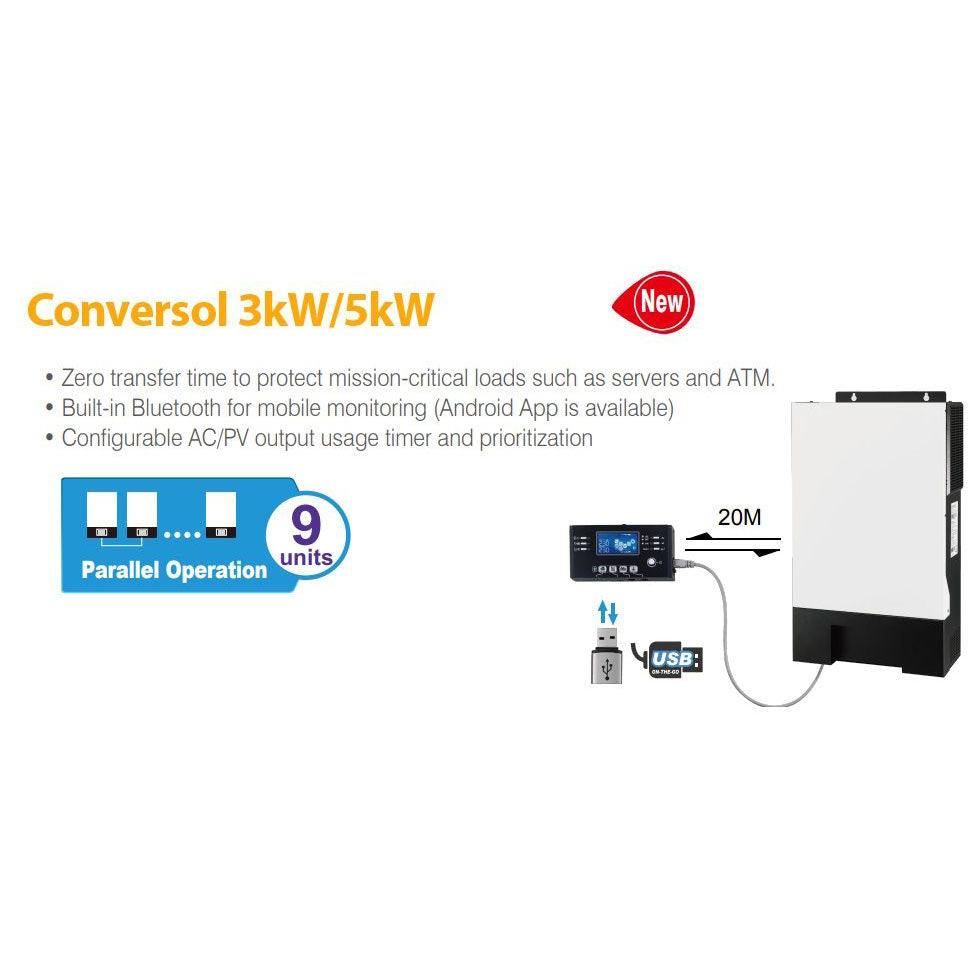 Conversol V5 Super Off Grid Inverter - 5kW 48V, Parallel Function, MPP ...
