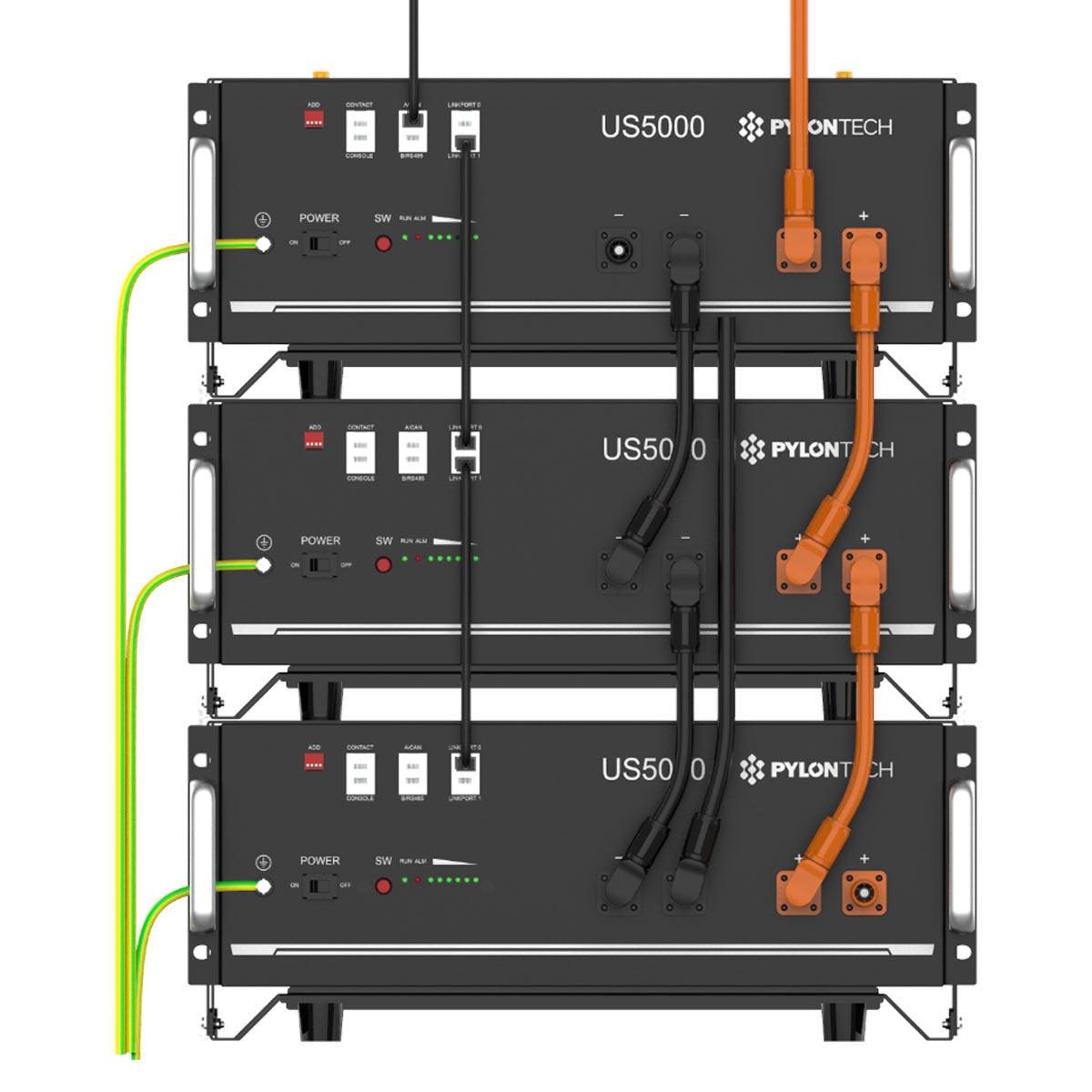 Pylontech US5000 Pack Of 3 With Racks And Cables - 15kWh Energy Storage - VoltaconSolar